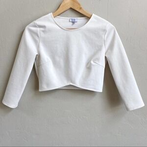 Tobi White 3/4 Sleeve Crop Top